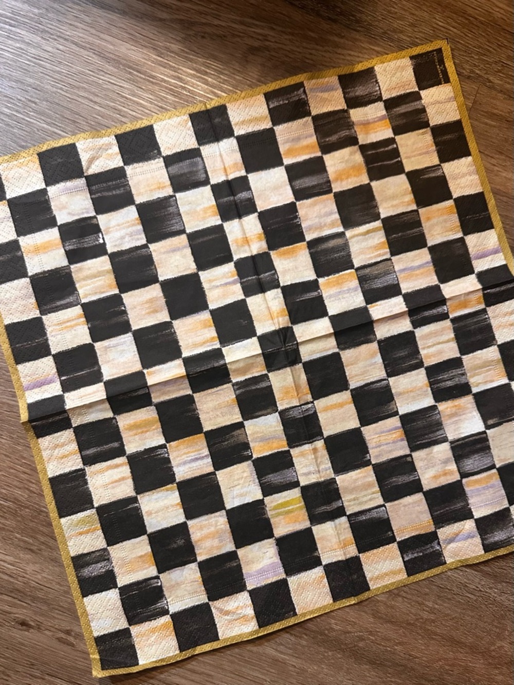 Checkered Paper Napkins in Beige and Brown 2 napkinsfor modge podgest crafters!